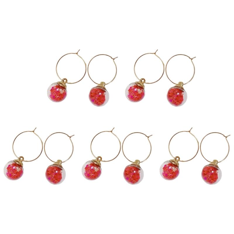 10Pcs Wine Glass Charm with Rings Drink Markers Label for for Drink Wine Cocktail Champagnes Tasting Party Decoration