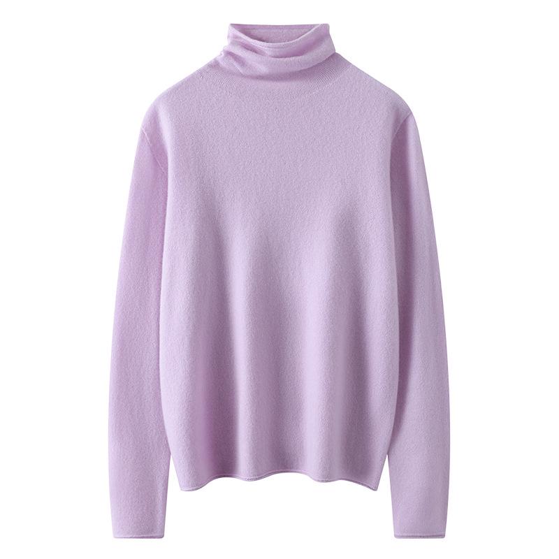 Lekasha Women's Cashmere High-Neck Twelve-Needle Knit Sweater
