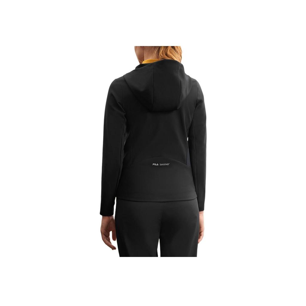 Fila Casual Versatile Knitted Hooded Jacket Women Jackets Deep-Black A11W517501FBK