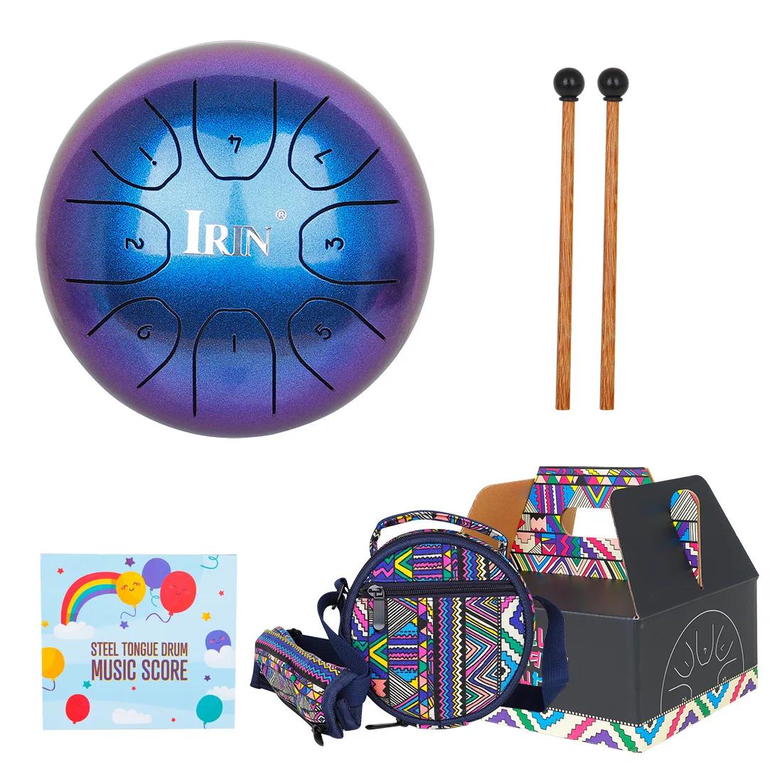 

5.5inch 8-Tone Mini Steel Tongue Drum Hand Pan Drum with Drum Mallets Carry Bag Percussion Instrument Adult Kids Beginer синий