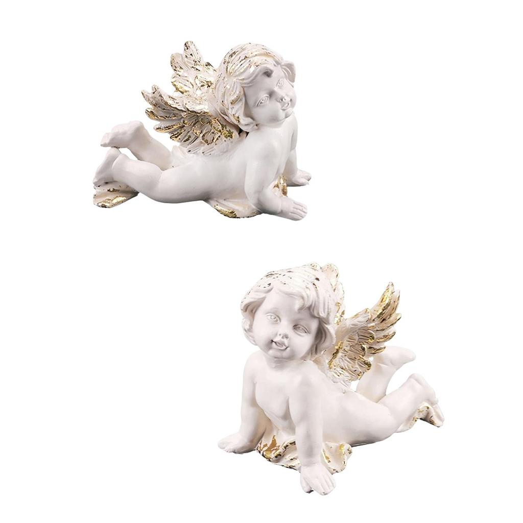 Baby-Engelsstatue Ornament Geschenk Flügel Putte Figur Harzskulptur für Tischplatte Foto Requisite Schrank Innen Außen Wohnzimmer