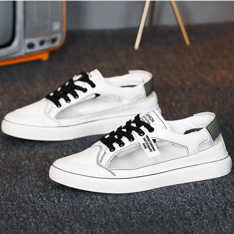 

Модная мужская повседневная обувь PARZIVAL, летняя мужская обувь с вырезами, кроссовки 2024 года, новые дышащие мужские туфли на плоской подошве, вулканизированные туфли для скейтбординга 45 белый