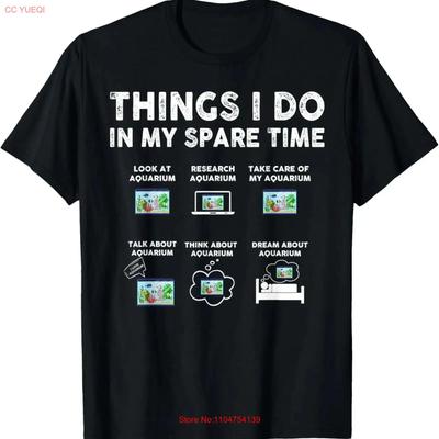 Coisas Que Faço no Meu Tempo Livre Aquário Divertido Animais Aquáticos Camiseta vintage Lavada Estilosa homme Macio streetwear