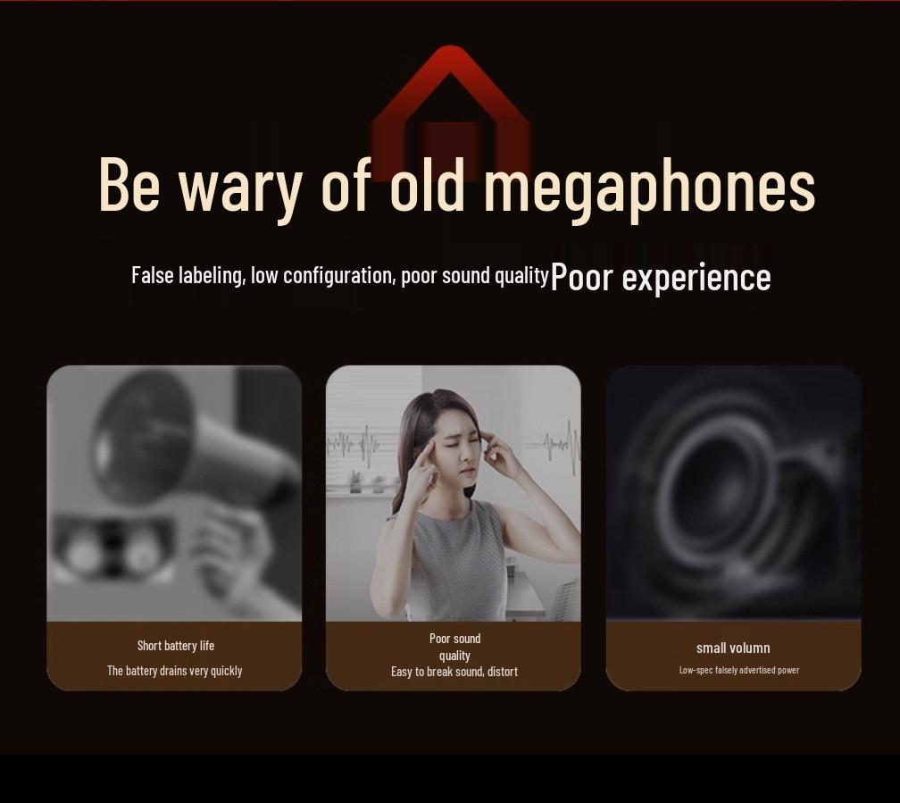 Outdoor Bluetooth Megaphone Speaker with Recording and Advertising Capabilities