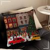 Winter Town Holiday Printable Christmas Tree Stitch Dragon Pillow Cover Sofa Cushion Cover Home Room Decoration Children Gift