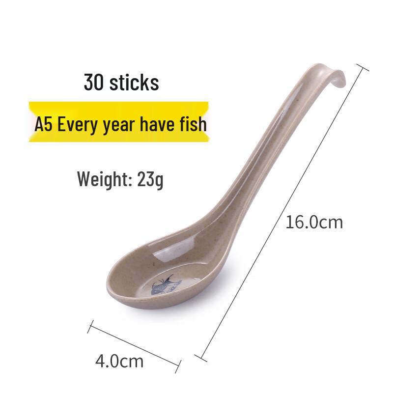 MOLUONA Colorful Melamine Soup Spoons with Year of the Fish Design, 30-Pack