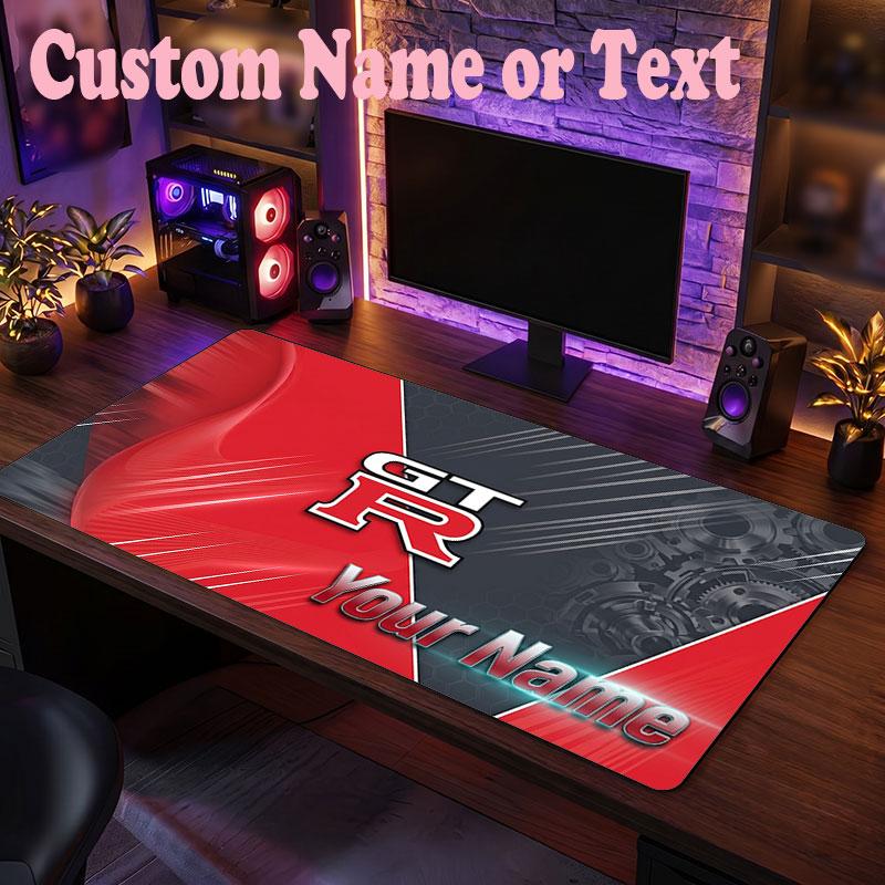Nissan GT-R Customized Name Text Mouse Pad, Large Desk Mouse Mat Personalized Home Office Present