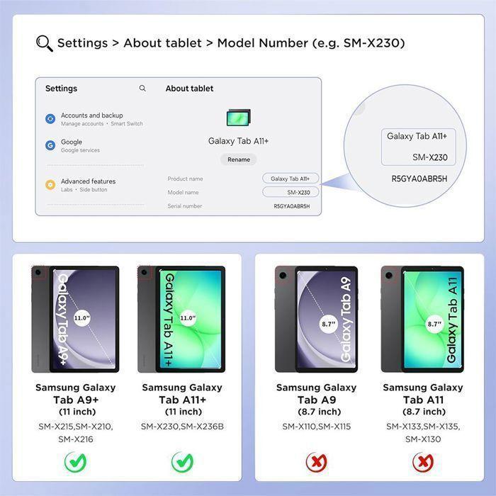 Coque pour Samsung Galaxy Tab A9 Plus / A11 Plus - Protection Rotative 360° - Doré