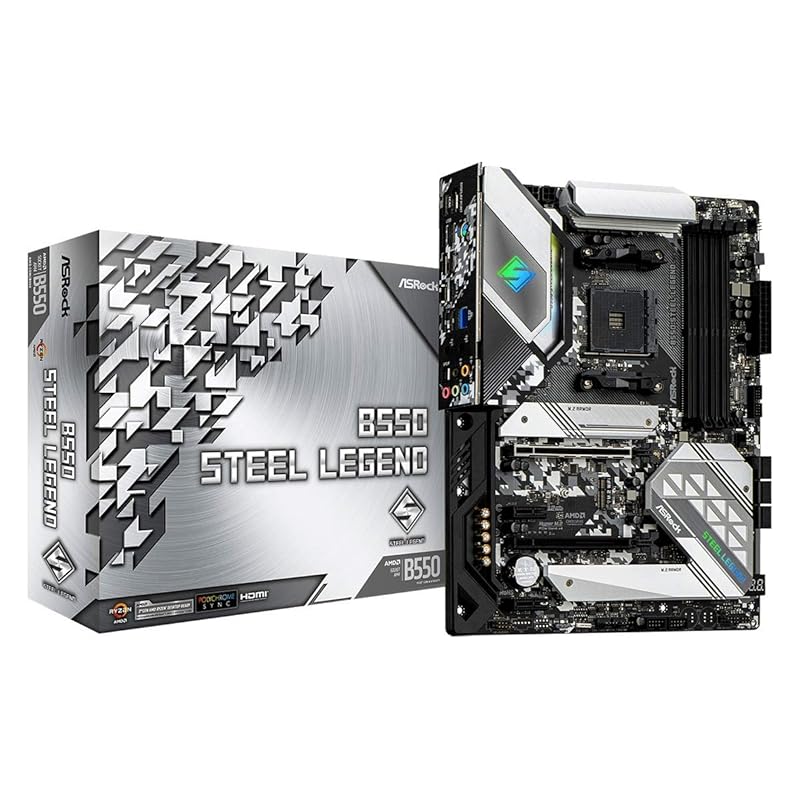

Серія ASRock AMD Ryzen 5000 (Розетка AM4) сумісний Материнська плата ATX з набором мікросхем B550 [Продукція місцевого авторизованого дистриб’ютора] B550 Steel