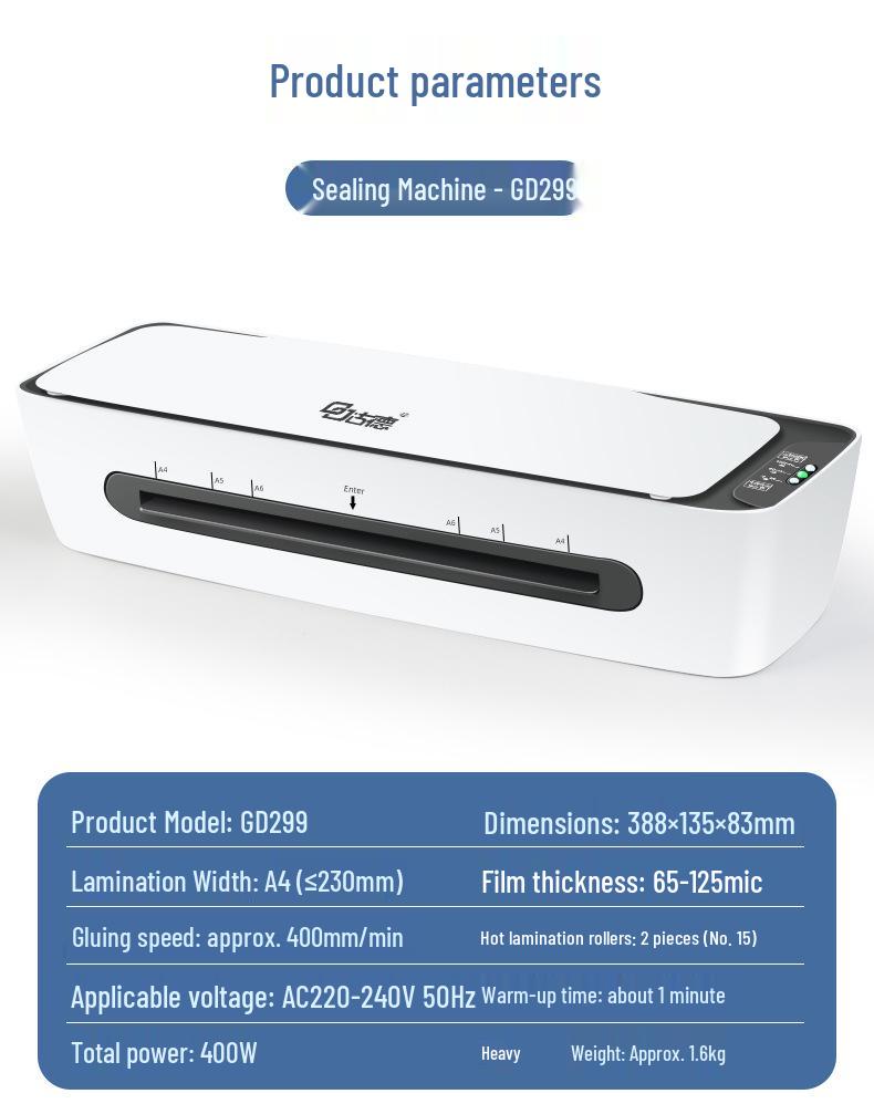 Compact 299 Photo Laminator & Sealing Machine for Office and Home Use
