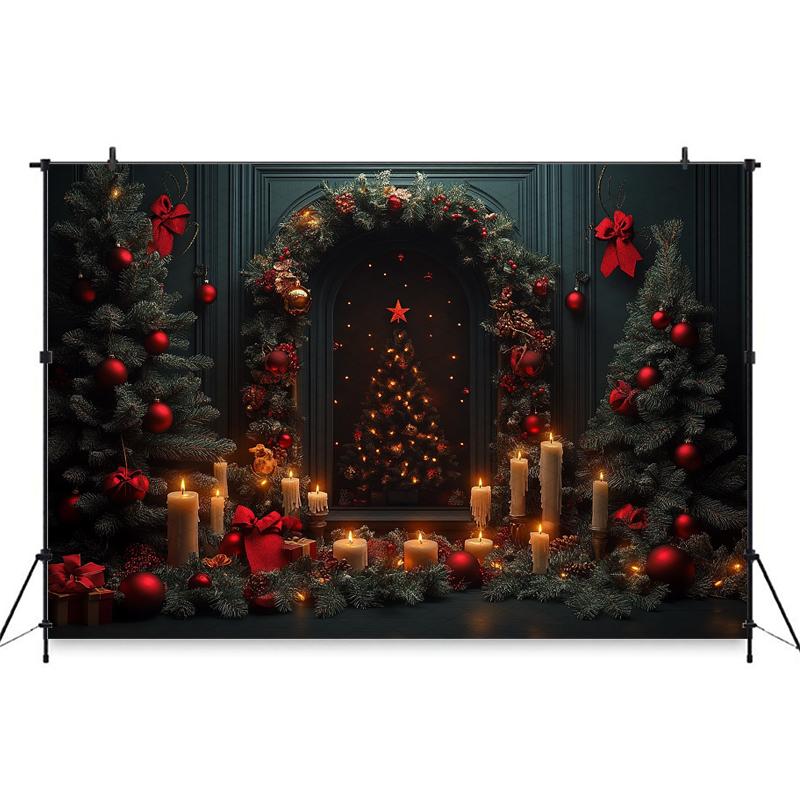 Mocsicka Christmas Tree Backdrop Photography Home Candle Wall Gift Decoration Background Props Studio Wallpaper Banner Photocall