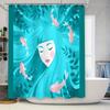 Japanese Girl Fish Shower Curtain Anime Koi Pattern Waterproof Bathroom Decor Washable Fabric Liner
