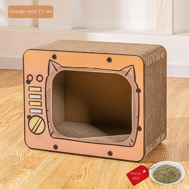 Creative Cat Scratching Board TV Cat Box Scratch Resistant Wear Resistant Three-dimensional Pet Toy Carton No Scraps Pet Habitat