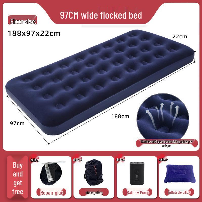 Inflatable Plush Mattress - Single/Double Foldable Floor Bed for Home Use