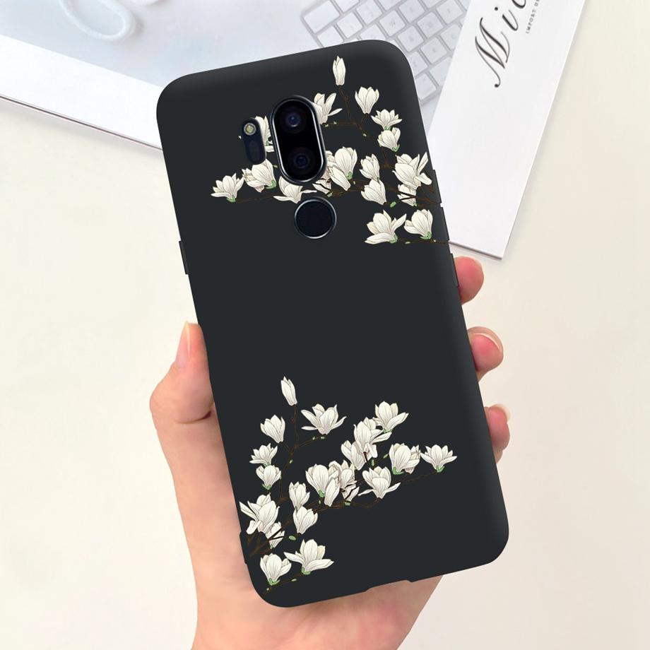Für LG G7 ThinQ Hülle Silikon Weiche Handyhülle Girly Mode Blume Schwarz TPU Stoßfänger Für LGG7 G 7 ThinQ G710 Hülle Niedliches Muster