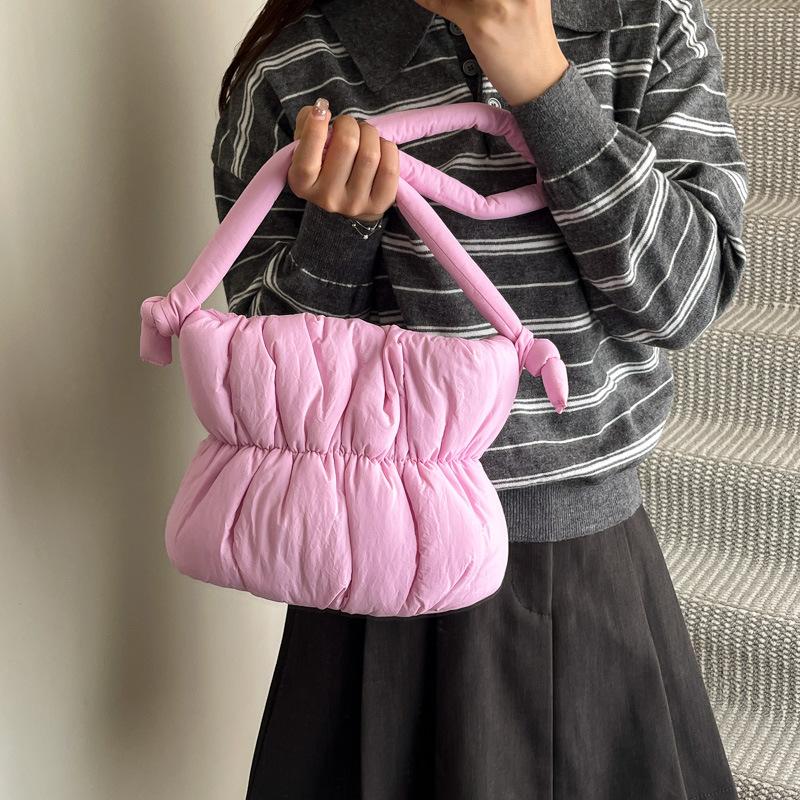 Soft Down Cotton Clothes Bag Women's 2025 Autumn and Winter New Large-capacity Nylon Cloth Bag Shoulder Crossbody Bucket Bag