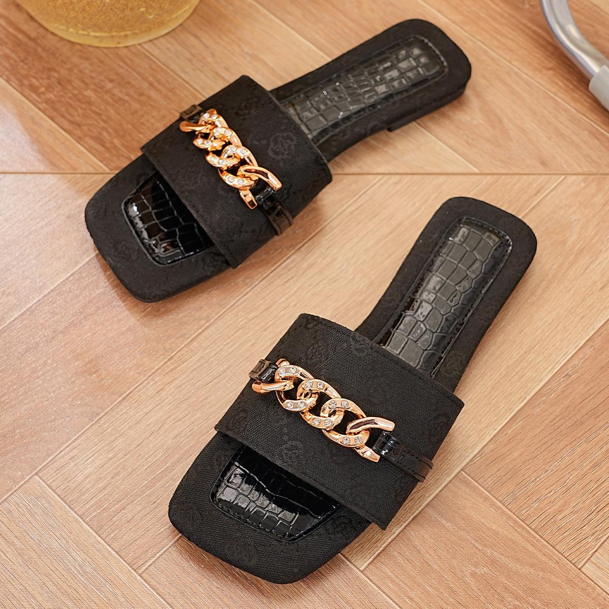 

Большие классные тапочки женские летние 2025 новые односимвольные тапочки с квадратной головкой женские джинсовые женские тапочки 43 чёрный