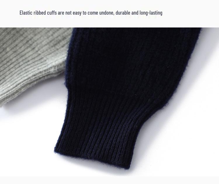 Herren Woll Pullover mit Farbblock und Rundhalsausschnitt - Dick, Locker, Lässig und Business Kaschmir Strick Basis-Schicht für Herbst & Winter.