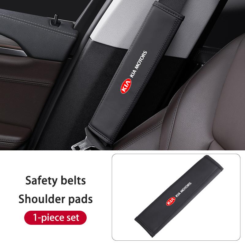 For KIA Leather Car Seat Belt Protector Pad Shoulder Strap Cover Interior Accessories Sorento Stinger Soul Spectra Niro Cadenza QJ2
