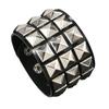 Comfort Fit Adjustable Bracelet Three Row Square Studs Punk Design Soft Leather for Stylish Daily Fashion