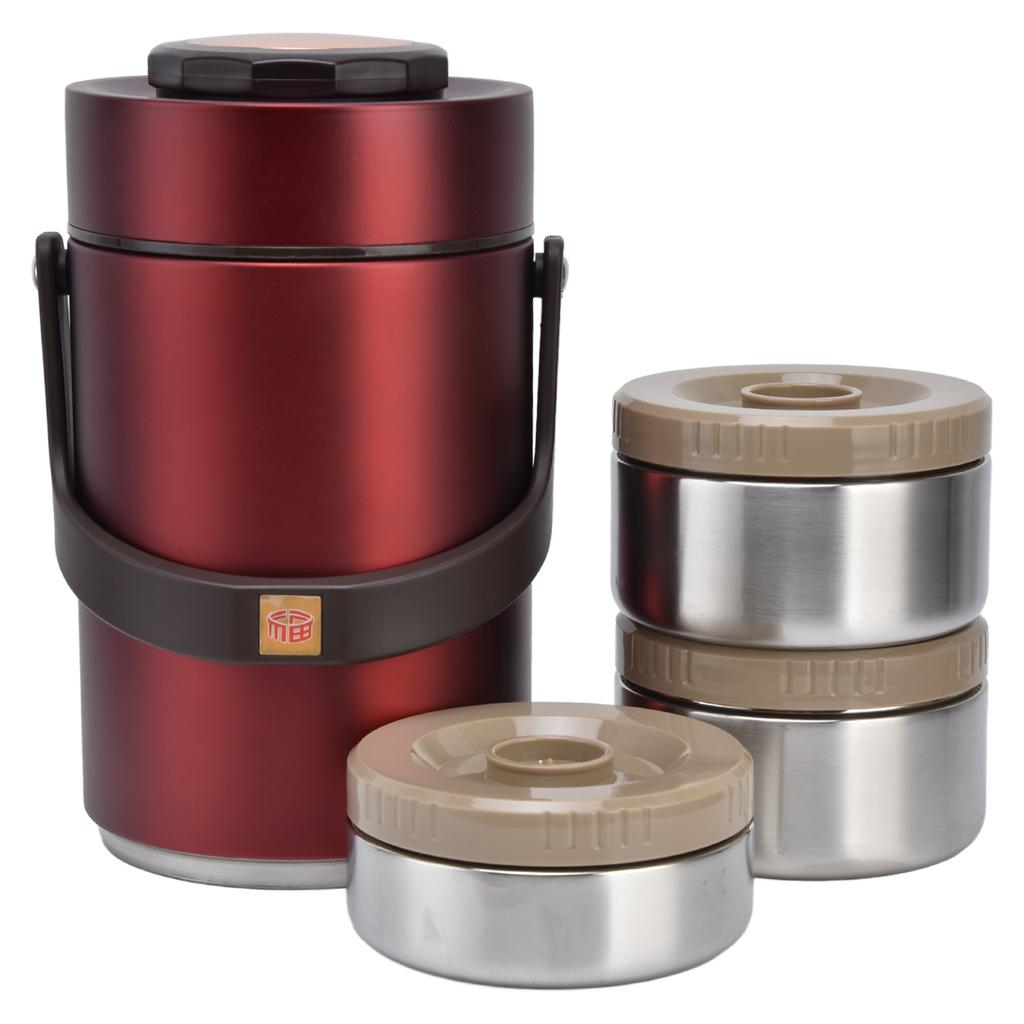 2.3L Vacuum Lunch Box 304 Stainless Steel 3 Layers Prevent Leakage Insulated Food Container for Work Travel