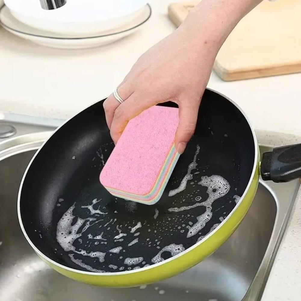Strong Absorbent Dish Towels Non-stick Oil Scouring Pad Rainbow Colors Wipe Cloth Kitchen Use