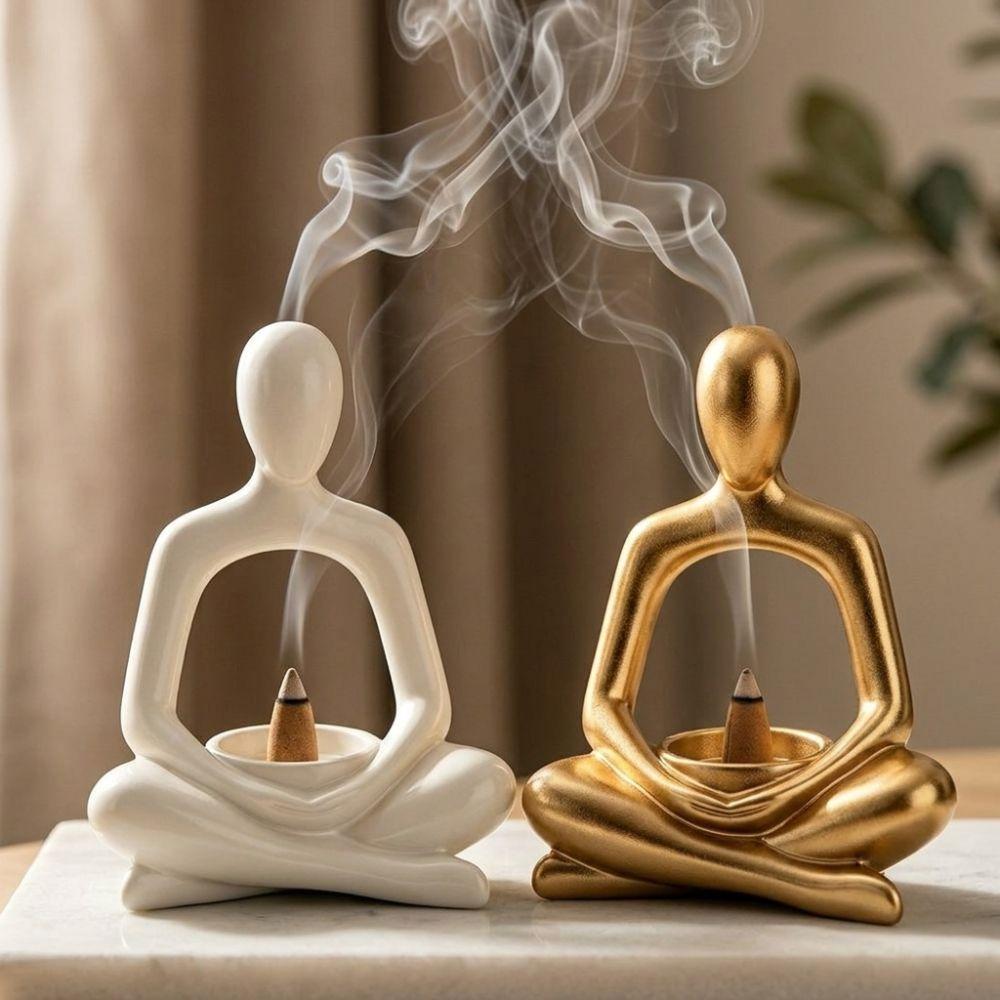 Zen Chinese Style Yoga Statue Incense Holder 3D Printed Sculpture Candle Holder  Living Room