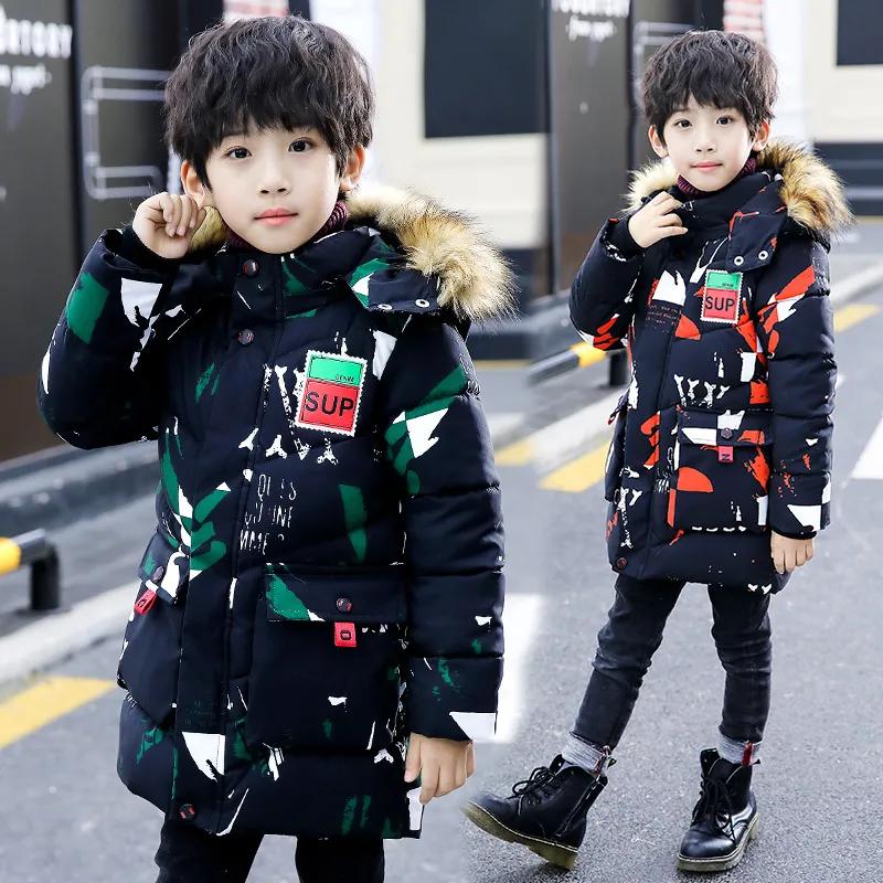 Boys and Children's Winter Clothes Down Cotton Clothes Mid-length Warm Parka Jackets Thick Jackets