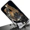 Cool Leopard Animal Print Tempered Glass Material Black Phone Case For Samsung Galaxy S25 S24 S23 Ultra Plus FE Hard Cover