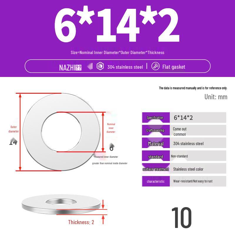 Thickened 304 Stainless Steel Flat Washer Spacer (M4-M8)