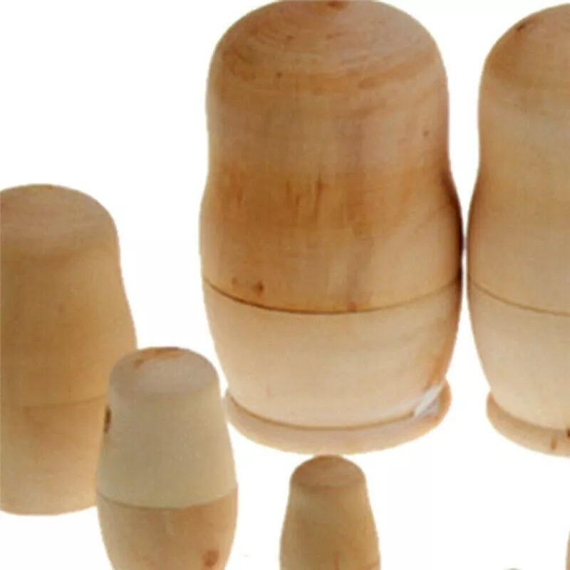 5 шт DIY неокрашенная кукла пустая деревянная заготовка эмбрионы русская матрешка игрушка — фото 7