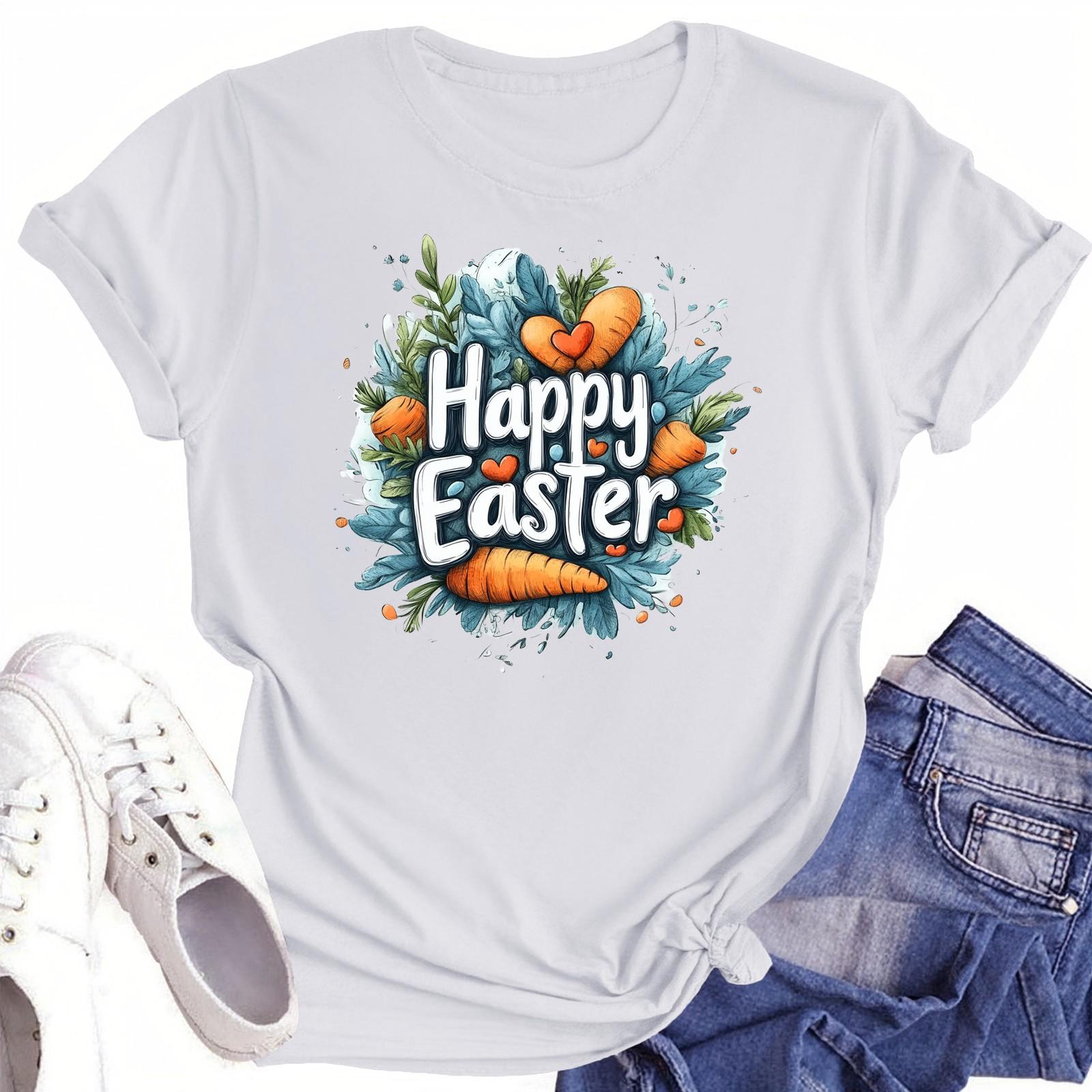 

Женская повседневная футболка с круглым вырезом и короткими рукавами с принтом L белый