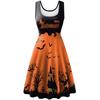 Halloween dress women's sleeveless skirt horror bat skeleton digital print skirt