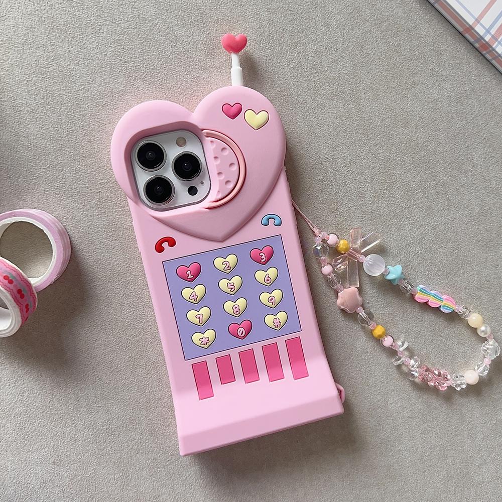 Cartoon Love Antenna Big Brother Phone Case Compatible for iPhone 14 13 12 Pro Max 11 Pink Stereoscopic Silicone Protective Cover