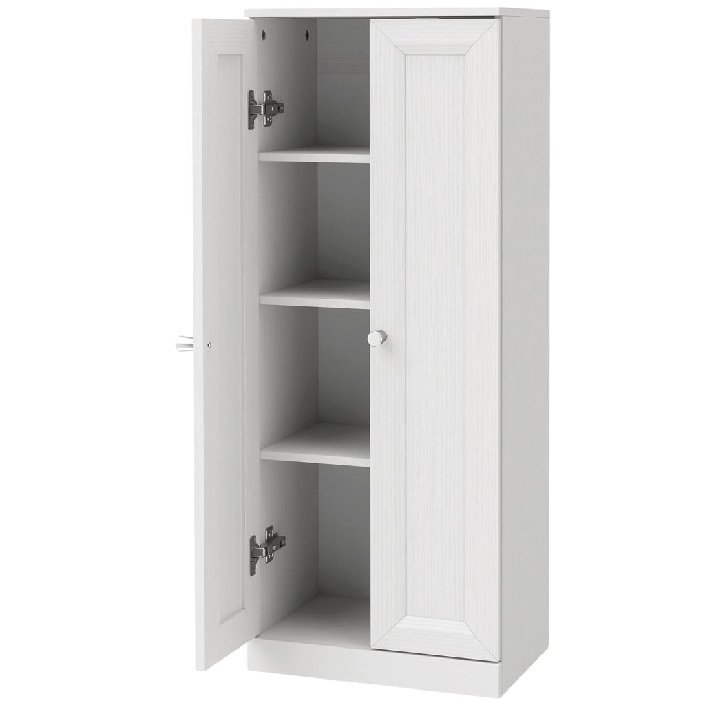 Narrow Bathroom Cabinet, Slim Storage Cabinet with 2 Doors & 4 Tiers, Freestanding Narrow Cupboard