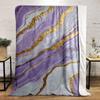 Purple and Gold Marble Swirl Design Patterned Flannel Blanket Perfect for the Bedroom Living Room, Sofa, or a Little Nap