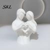 Home Decor Couple Statue 3D Printed Heart Statue, Abstract Minimalist Lovers Embrace Figurine, Romantic Desktop for Living Room Bedroom Office,