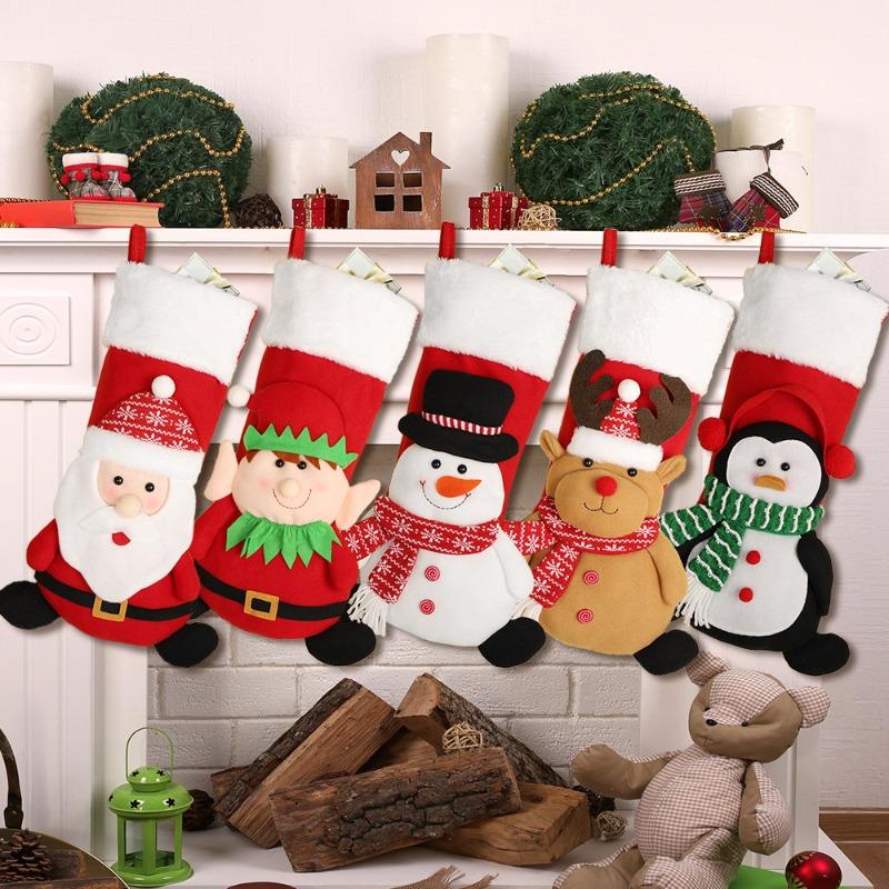 New Christmas stockings, cartoon old man snowman elk Christmas decorations, Christmas pendant gift bags