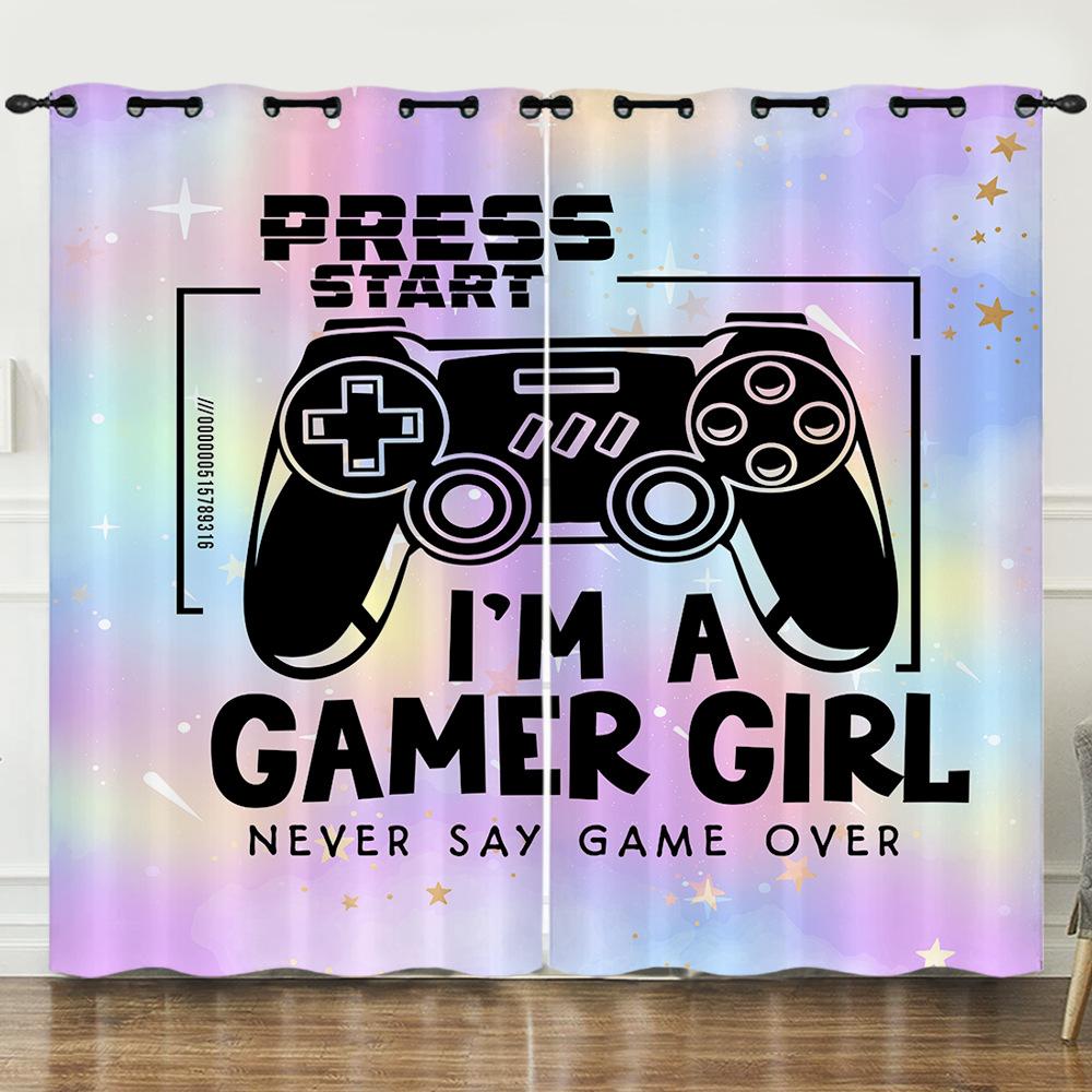 Curtain Mobile Game Girl Pink Curtain Digital Printing Blackout Curtain Punching