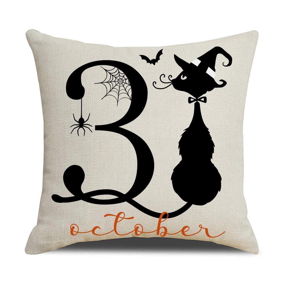 New Halloween Pillowcase Funny Pumpkin Ghost Horror Cat Party Cushion Sofa Pillow