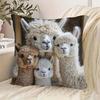 45x45cm Christmas Lovely Alpaca Friends Print Pillow Cover Winter New Year 2026 Home Decor Sofa Pillowcase Car Cushion Cover