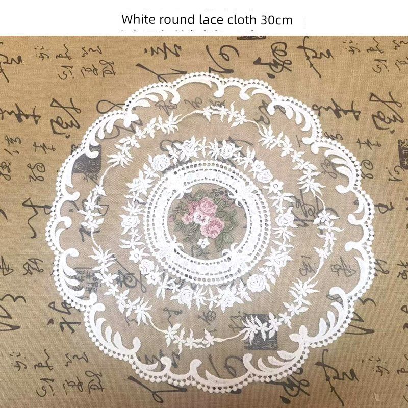 

Минималистичная круглая Скатерть с ручной вышивкой, вырезанная из ткани, для домашнего кофейного столика, пылезащитная накидка, винтажный орнамент, доступная роскошь, белая Round White 32cm Generic
