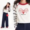 Barry Banny Knit Student Long Sleeve Strawberry Ribbon Raglan Shirt with Contrast Cute Top for and Junior High School and Size 130cm Sweater, Clothes,