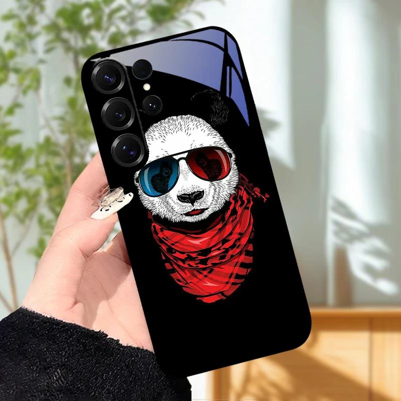 For Samsung S23 S24 Ultra Fashion Case S24 Plus / S23+ S24+ Hard PC Tempered Glass Phone Cover For Galaxy S23 FE Glass Protector