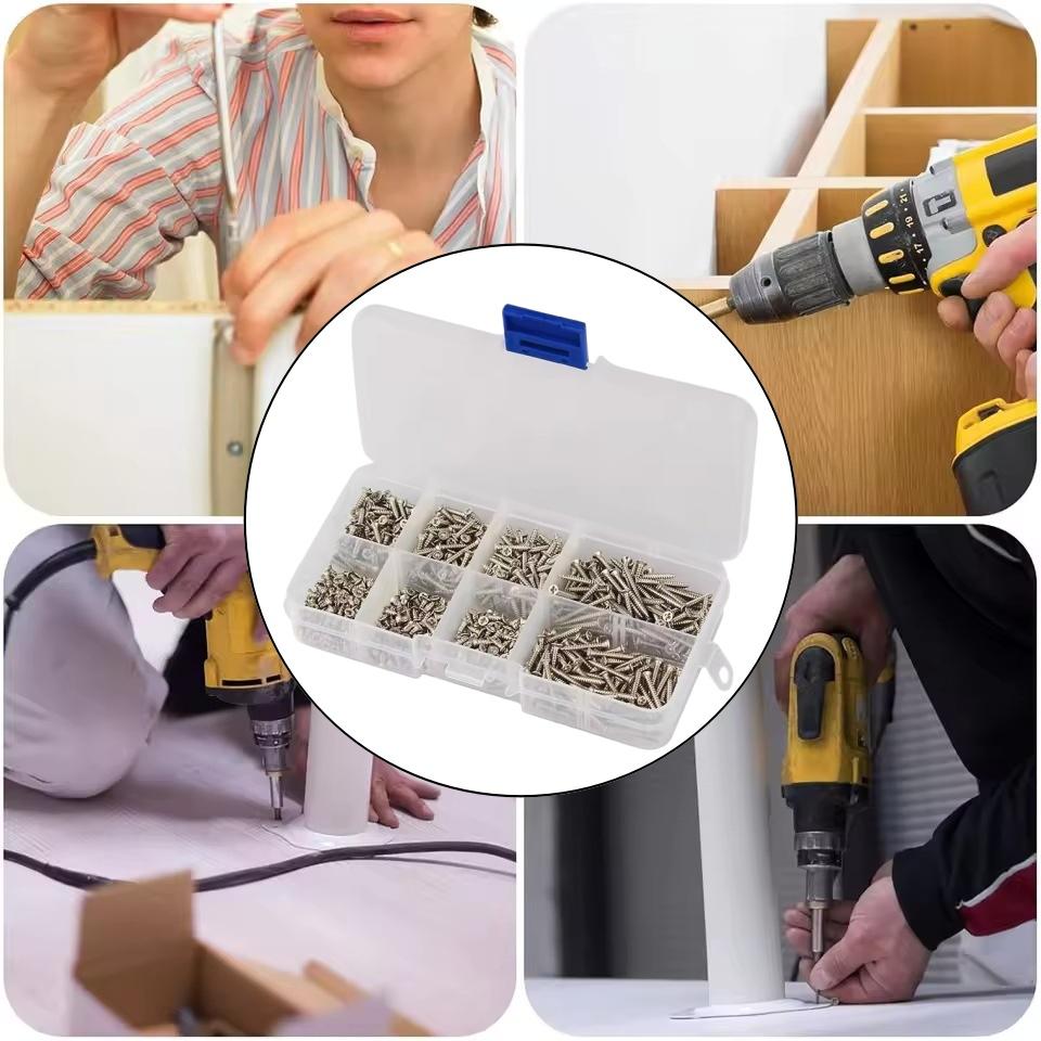 Self Tapping Wood Screw Set M2 Flat Head Metal 560Pcs