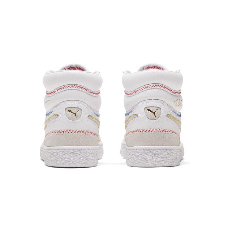 PUMA Ralph Sampson Mid Stitch White/Grey/Yellow High Board Shoes 373340-02