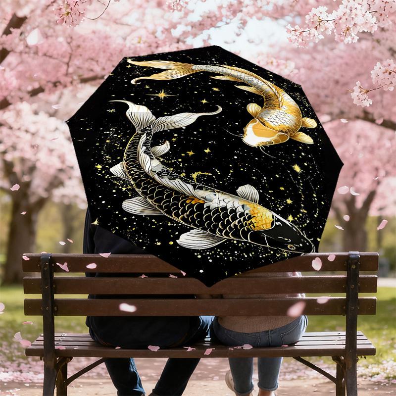 1PC Koi Fish Constellation Automatic Open/Close Umbrella Compact Folding Umbrella with 8-Rib Shaft lightweight esign, Highquality Fabric1186A