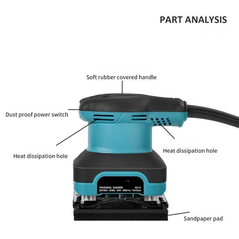 High Power Flat Sander Small Portable Furniture Disc Polishing Machine Household Woodworking Power Tools