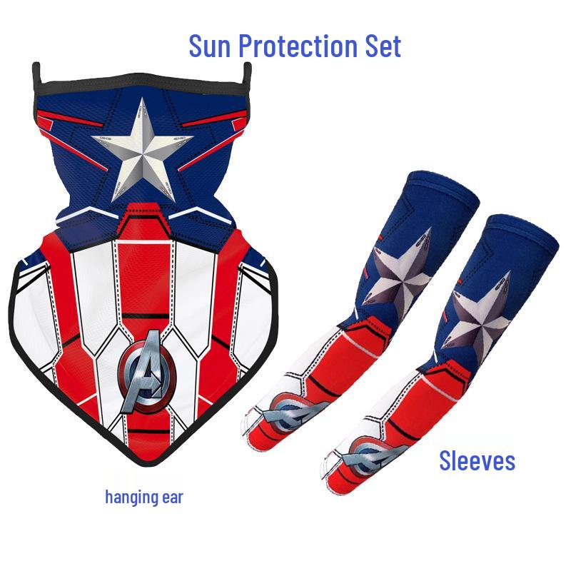 Children s Cartoon Print Face Towel: One Piece Luffy & Naruto Bike Sun Protection One Size
