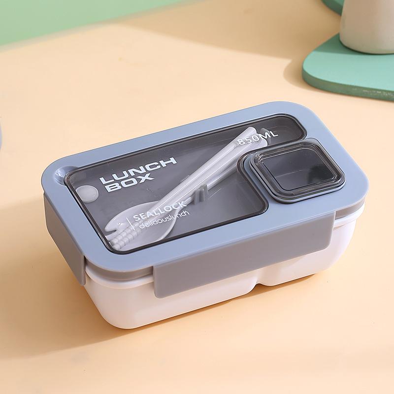 Nordic-Style Stainless Steel Lunch Box with Compartments, Fork, and Spoon - Microwave Safe